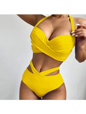 Ezra Bikini Özel Tasarım Detseksiz Kaplı Çapraz Bikini Takım