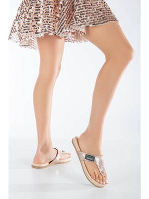 Sandal Spor Kadın Parmak Arası Günlük Terlik SS001-0108 Pudra Sltn