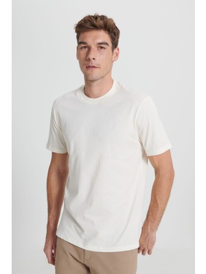 Comfort Fit Rahat Kesim %100 Pamuk Bisiklet Yaka Tişört