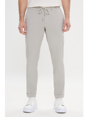 Comfort Fit Rahat Kesim Yan Cepli Desenli Beli Lastikli Pantolon