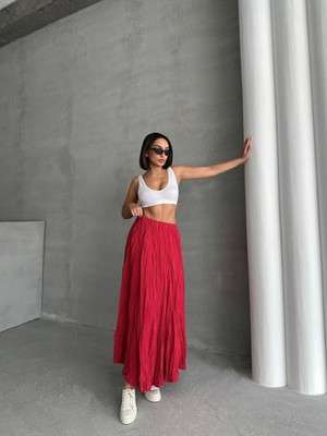 Bejna Kadın Buruşuk Modal Dokulu Soft Uzun Etek