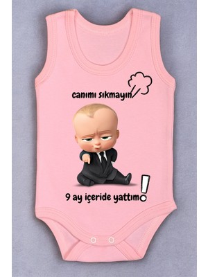 %100 Pamuk 9 Ay Içeride Yattım Baskılı Zıbın & Body