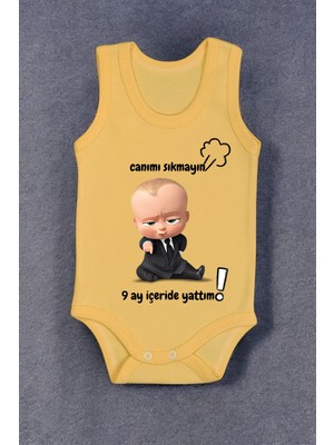 %100 Pamuk 9 Ay Içeride Yattım Baskılı Zıbın & Body