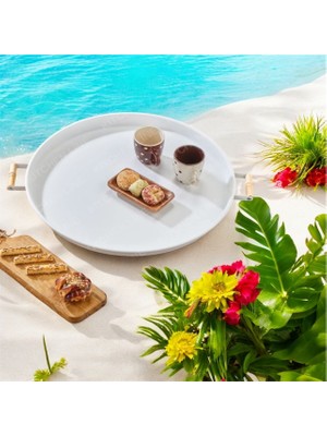 Arma House 51 cm Country Tarzı Büyük Boy Beyaz Tepsi