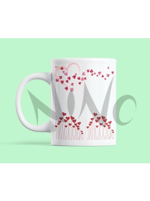 Nino Store Aşk, Kalp Çiçeği Sevgililer Günü Temalı Hediyelik Baskılı Kupa Bardak