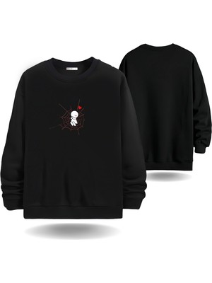 Örümcek Adam Ağ Sevgililer Günü Bisiklet  Yaka Kadın Slimfit Sweatshirt 7010K