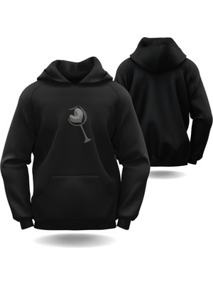 Kadeh Içinde Kalp Sevgililer Günü Slimfit Kapüşönlu Erkek Sweatshirt 7005E