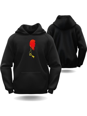 Kalp Kilidi Sevgililer Günü Slimfit Kapüşönlu Erkek Sweatshirt 7016E