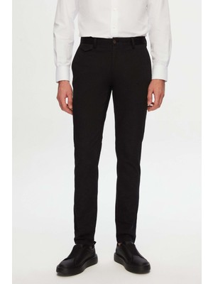Twn Silim Fit Siyah Armürlü Chino Pantolon 4ECC3S208232M