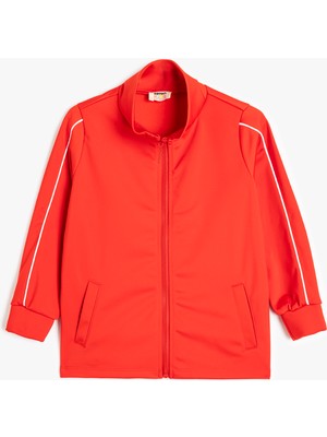 Koton Uzun Kollu Dik Yaka Fermuarlı Oversize Sweatshirt