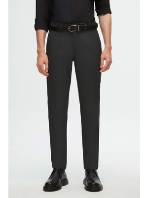 D'S Damat Ds Damat Slim Fit Antrasit Armürlü Kumaş Pantolon