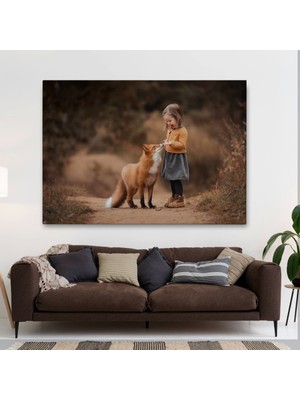 Marsilyan- Küçük Kız ve Tilki Dekoratif Kanvas Tablo 1147