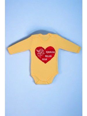 %100 Pamuk Aşkınızın Meleği Geldi Baskılı Zıbın & Body