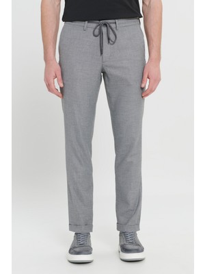 Comfort Fit Rahat Kesim Yan Cepli Desenli Beli Lastikli Pantolon