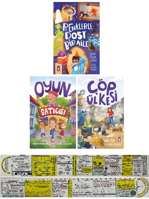 Renklerle Dost Bir Aile  /  Oyun Satıcısı  /  Çöp Ülkesi / 3 Kitap Set  (Matematik Öğreten Cetvel)