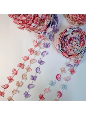 Kelebek Motifli Şerit Nakış Kurdele Modeli (6 Metre)