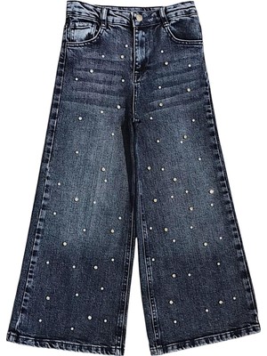 Kız Çocuk Inci ve Taşlı Jean Pantolon