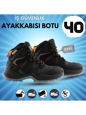 Badem10 Iş Botu Ayakkabısı Siyah 40 Numara Demir Burunlu Kış Sanayi Inşaatçı Tekstil Güvenlik Ayakkabı