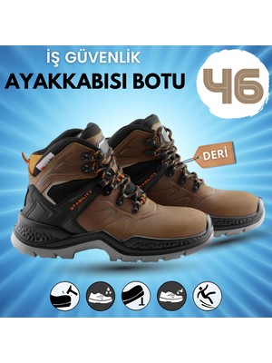 Badem10 Iş Botu Ayakkabısı Kahverengi 46 Numara Demir Burunlu Kış Sanayi Inşaatçı Tekstil Güvenlik Ayakkabı