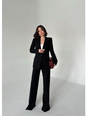 Vuntal Butik Blazer Takım Elbise Tek Düğme Ceket Kemerli Pantalon 9478-24