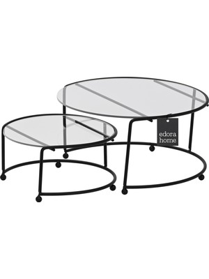Edora Home Mat Siyah Küçük Boy Sunumluk 2'li Metal  Dekorasyon Ikramlık / Şeffaf Pleksi / Paslanmaz