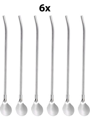 Chavin Çelik 6 Adet 22 cm Kokteyl Kahve Latte Karıştırma Barmen Kaşığı CIN759BY-6