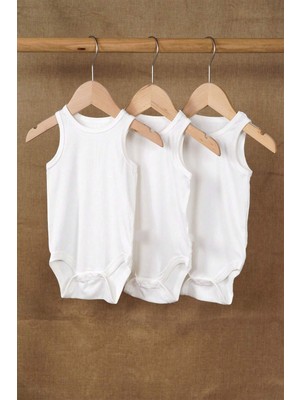 %100 Pamuk 3'lu Paket Yumuşak Doku Askılı Zıbın