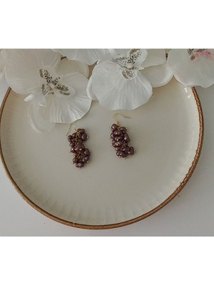 Kahve Rengi Barok Inçi Küpe