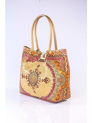 Otho Bag Osmanlı Etnik Şal Desenli Dokuma Kadın Büyük Boy Omuz Çantası