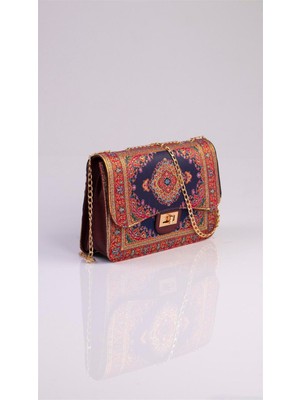 Otho Bag Osmanlı Şal Desenli Etnik Dokuma Kadın El ve Omuz Çantası