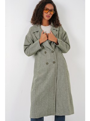 Bigdart A.siyah Oversize Geniş Kesim Yünlü Uzun Kaşe Kaban 9113