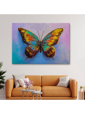 Marsilyan- Renkli Kelebek Yağlıboya Görünüm Dekoratif Kanvas Duvar TABLOSU-3628