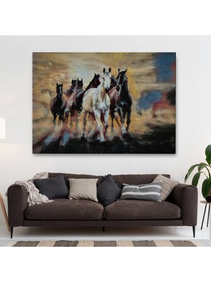 Marsilyan- Koşan Atlar Dekoratif Duvar TABLOSU-3670