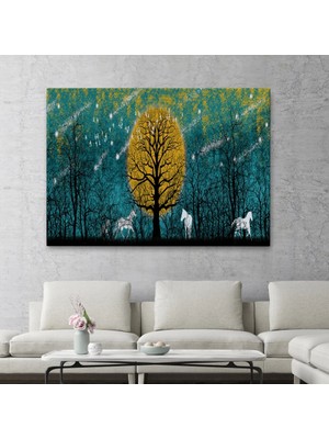 Marsilyan- Geceyarısı Ormanda Gezen Atlar Kanvas TABLOSU-5041