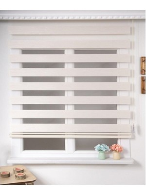 Kidmex Ithal Bambu Zebra Perde Krem Renk Alüminyum Kasa Blackout Karartma Etekli 70 x 200 cm
