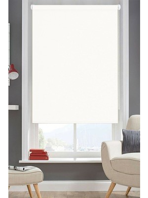 Ekru Ithal Bambu Stor Perde Etek Dilimsiz