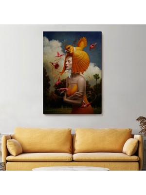 Marsilyan- Gerçeküstü Yağlıboya Kadın Kuş Steven Kenny Kanvas TABLO-5225