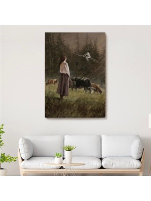 Marsilyan- Süpürgeli Cadıya Özenen Kız Dekoratif Duvar Tablosu -6185