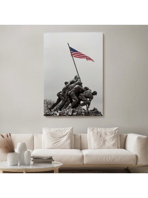 Marsilyan- Amerika Bayrağı Diken Askerler Dekoratif Duvar TABLOSU-6228