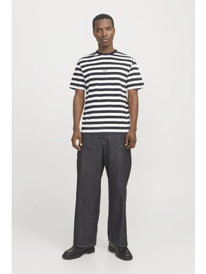 Jack & Jones Jorvesterbro Newton Strıpe Tee Ss Cn Siyah-Beyaz