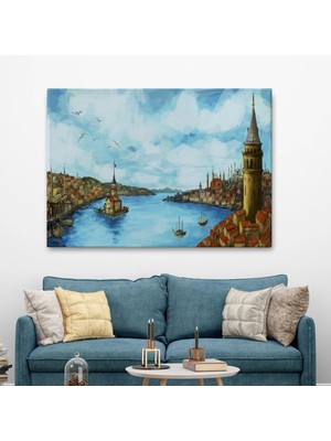 Marsilyan- Galata Kulesi Kız Kulesi ve Boğaz Manzara TABLOSU-6506