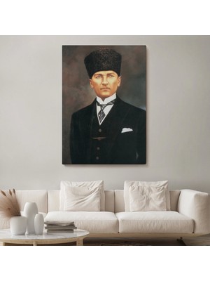 Marsilyan- Atatürk Portre Tablosu Mustafa Kemal Atatürk Dikdörtgen Dekoratif Kanvas Tablo-Cö-65