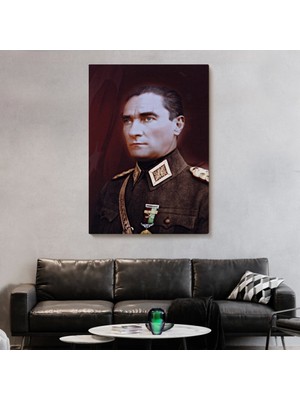 Marsilyan- Atatürk Portre Tablosu Mustafa Kemal Atatürk Dikdörtgen Dekoratif Kanvas Tablo-Cp-67