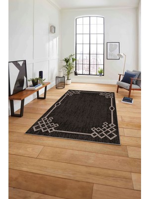Napoli Home Çerçeveli Akrilik Desenli Yıkanabilir Kaymaz Yolluk Mutfak Salon Halısı, Çerçeveli-62-Vizon,