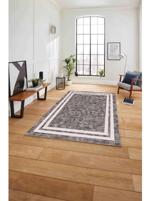 Napoli Home Çerçeveli Hasır Görünümlü Yıkanabilir Kaymaz Yolluk Mutfak Salon Halısı, Çerçeveli-69-Bordo,