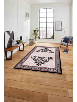 Napoli Home Çerçeveli Akrilik Motifli Yıkanabilir Kaymaz Yolluk Mutfak Salon Halısı, Çerçeveli-83-Kırmızı,