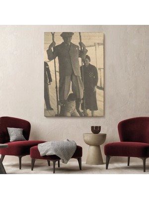 Marsilyan- Atatürk Portre Tablosu Mustafa Kemal Atatürk Dikdörtgen Dekoratif Kanvas TABLO-FO-138