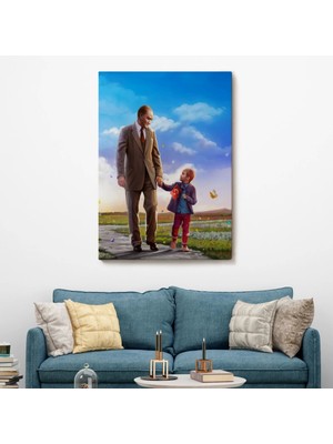 Marsilyan- Atatürk ve Çocuk El Ele Kanvas TABLO-GA-150