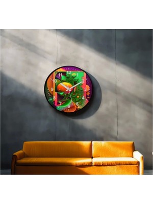 Dekoratif 3D Baskı Geometrik Desen Yuvarlak Duvar Saati -1