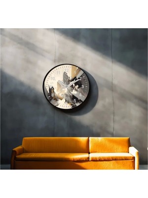 Dekoratif 3D Baskı Geometrik Desen Yuvarlak Duvar Saati -12